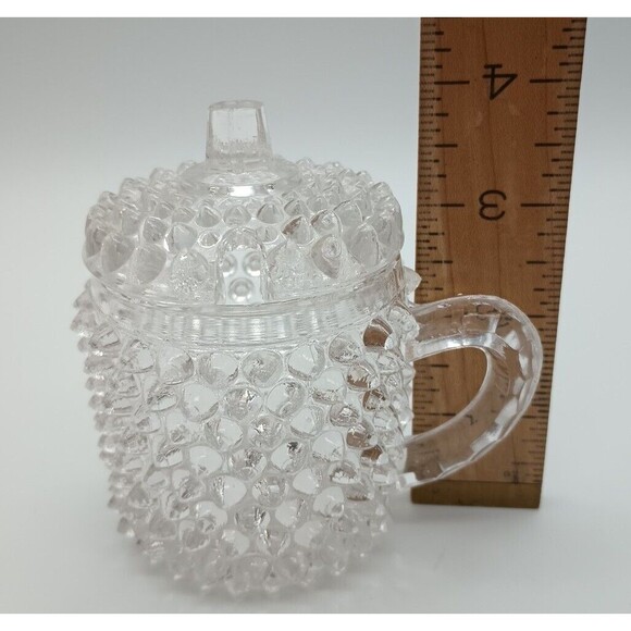 Doyle Hobnail Lidded Honey Condiment Dish Jam Jar Clear - Picture 8 of 8